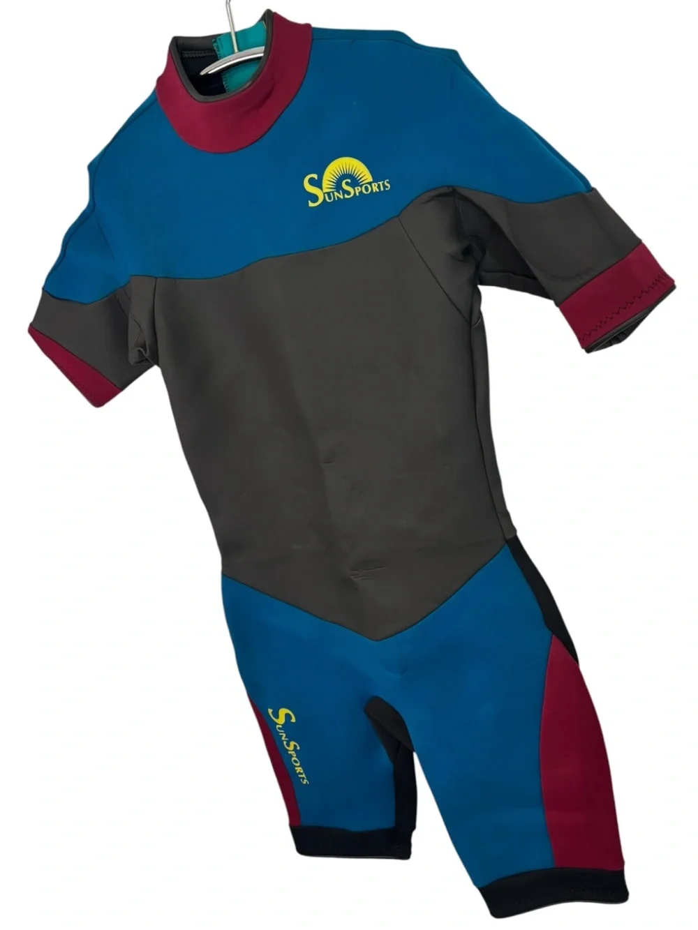 Sun Sports Blue, Black & Burgundy Shorty Wetsuit Size YOUTH TEEN XL